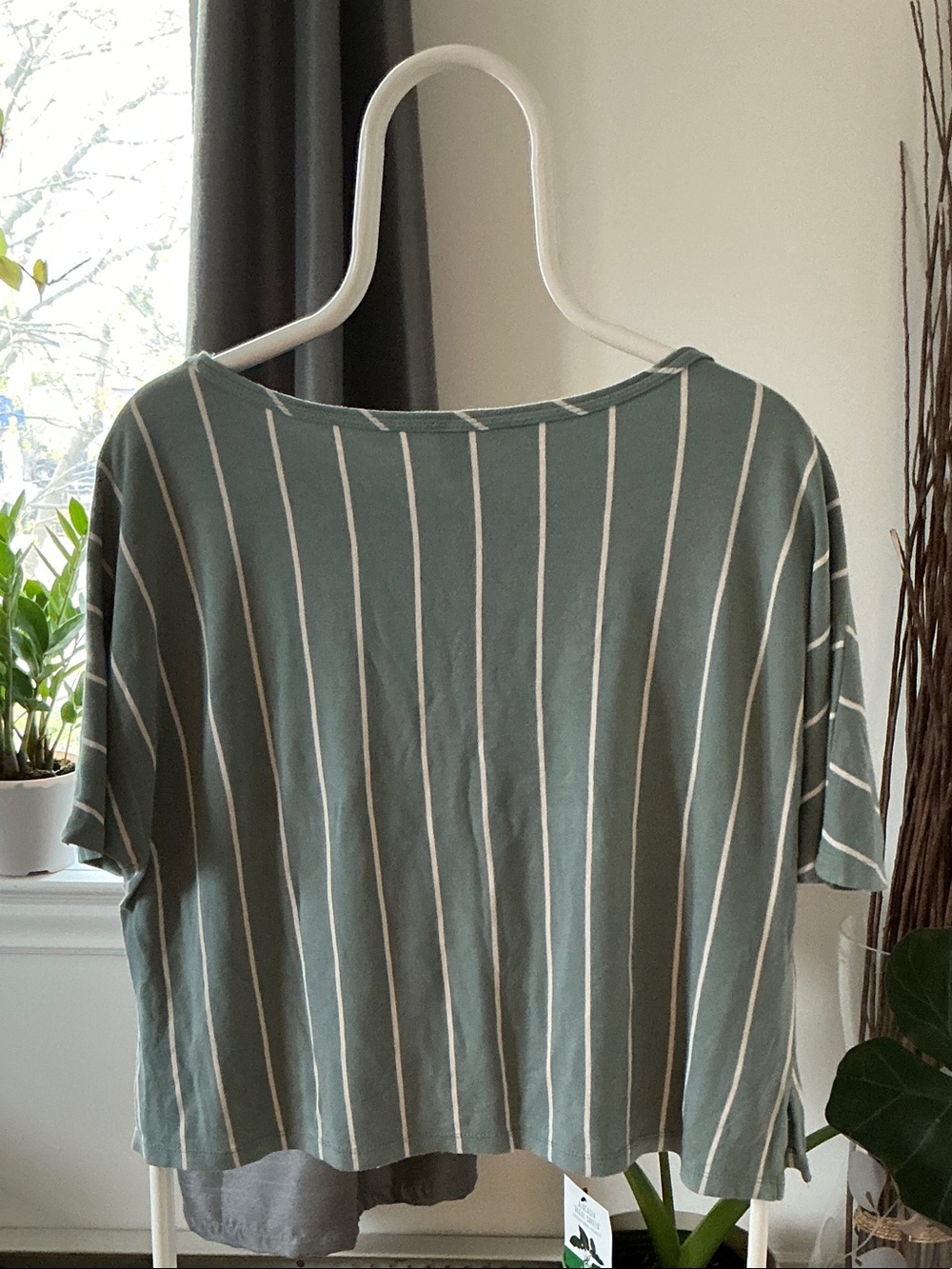 Casual Striped Top - Green/White - Picture 2 of 5